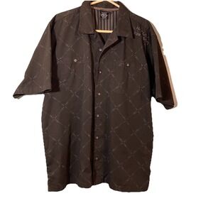Harley Davidson Mens Button‎ Down All Over Print Golf Garage Shirt Size XLarge